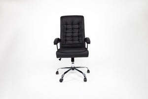 English Elm Executive High Back PU Leather Office Chair Spring Cushion Chrome Arms 350Lb Capacity Black W3835P483845