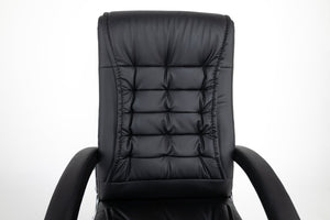 English Elm Executive High Back PU Leather Office Chair Spring Cushion Chrome Arms 350Lb Capacity Black W3835P483845