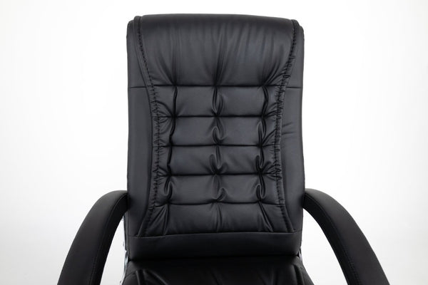 English Elm Executive High Back PU Leather Office Chair Spring Cushion Chrome Arms 350Lb Capacity Black W3835P483845