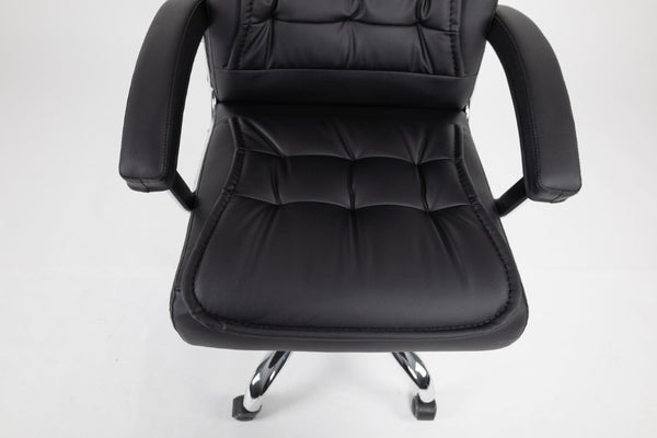 English Elm Executive High Back PU Leather Office Chair Spring Cushion Chrome Arms 350Lb Capacity Black W3835P483845