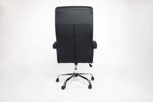 English Elm Executive High Back PU Leather Office Chair Spring Cushion Chrome Arms 350Lb Capacity Black W3835P483845