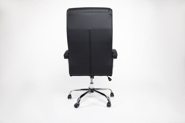 English Elm Executive High Back PU Leather Office Chair Spring Cushion Chrome Arms 350Lb Capacity Black W3835P483845