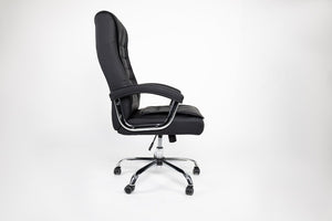 English Elm Executive High Back PU Leather Office Chair Spring Cushion Chrome Arms 350Lb Capacity Black W3835P483845