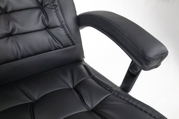 English Elm Executive High Back PU Leather Office Chair Spring Cushion Chrome Arms 350Lb Capacity Black W3835P483845