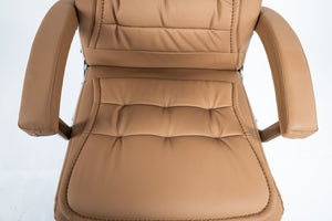 English Elm Executive High Back PU Leather Office Chair Spring Cushion Chrome Arms 350Lb Capacity Camel W3835P483846