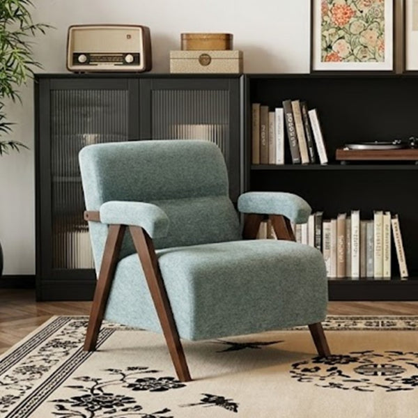 English Elm Mid Century Modern Tufted Accent Chair Solid Wood Frame High Density Foam Seat Green W3835P484157