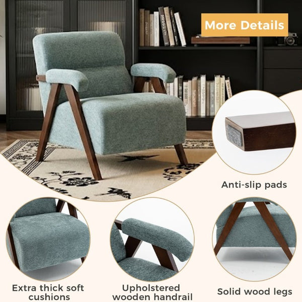 English Elm Mid Century Modern Tufted Accent Chair Solid Wood Frame High Density Foam Seat Green W3835P484157