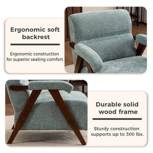 English Elm Mid Century Modern Tufted Accent Chair Solid Wood Frame High Density Foam Seat Green W3835P484157