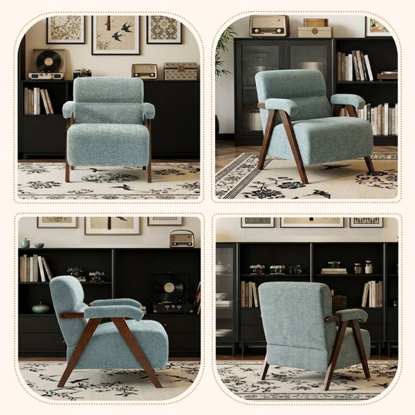 English Elm Mid Century Modern Tufted Accent Chair Solid Wood Frame High Density Foam Seat Green W3835P484157