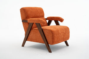 English Elm Mid Century Modern Tufted Accent Chair Solid Wood Frame High Density Foam Seat Orange W3835P484169