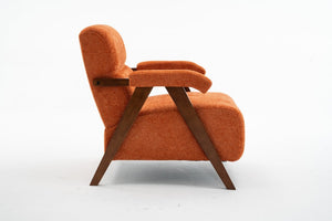 English Elm Mid Century Modern Tufted Accent Chair Solid Wood Frame High Density Foam Seat Orange W3835P484169