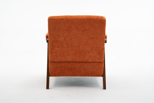 English Elm Mid Century Modern Tufted Accent Chair Solid Wood Frame High Density Foam Seat Orange W3835P484169