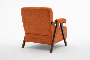 English Elm Mid Century Modern Tufted Accent Chair Solid Wood Frame High Density Foam Seat Orange W3835P484169