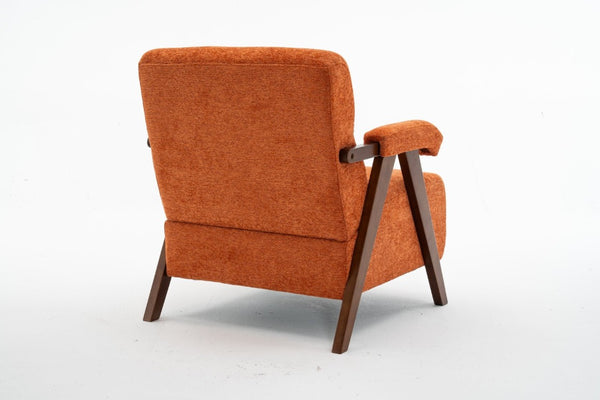 English Elm Mid Century Modern Tufted Accent Chair Solid Wood Frame High Density Foam Seat Orange W3835P484169