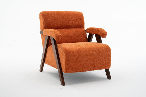 English Elm Mid Century Modern Tufted Accent Chair Solid Wood Frame High Density Foam Seat Orange W3835P484169
