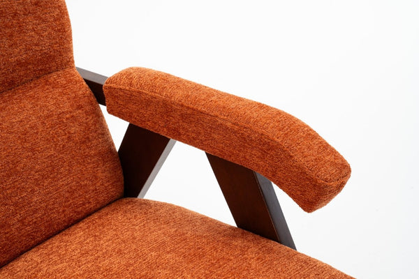 English Elm Mid Century Modern Tufted Accent Chair Solid Wood Frame High Density Foam Seat Orange W3835P484169