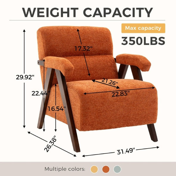 English Elm Mid Century Modern Tufted Accent Chair Solid Wood Frame High Density Foam Seat Orange W3835P484169