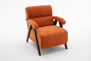 English Elm Mid Century Modern Tufted Accent Chair Solid Wood Frame High Density Foam Seat Orange W3835P484169