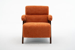 English Elm Mid Century Modern Tufted Accent Chair Solid Wood Frame High Density Foam Seat Orange W3835P484169