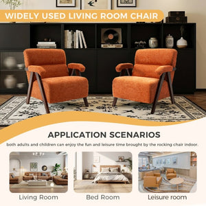 English Elm Mid Century Modern Tufted Accent Chair Solid Wood Frame High Density Foam Seat Orange W3835P484169