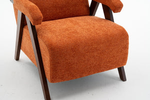 English Elm Mid Century Modern Tufted Accent Chair Solid Wood Frame High Density Foam Seat Orange W3835P484169