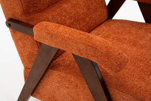English Elm Mid Century Modern Tufted Accent Chair Solid Wood Frame High Density Foam Seat Orange W3835P484169