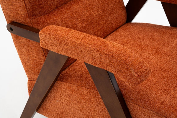 English Elm Mid Century Modern Tufted Accent Chair Solid Wood Frame High Density Foam Seat Orange W3835P484169