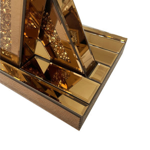 English Elm Modern Glam Console Table with Diamond Inlay Beveled Mirrored Glass Foyer Accent W3836P497238