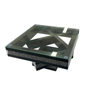 English Elm Crushed Diamond Crystal Inlay Coffee Table Glam Mirrored Tiers for Modern Living Rooms W3836P497263