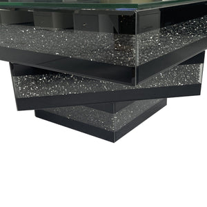 English Elm Crushed Diamond Crystal Inlay Coffee Table Glam Mirrored Tiers for Modern Living Rooms W3836P497263