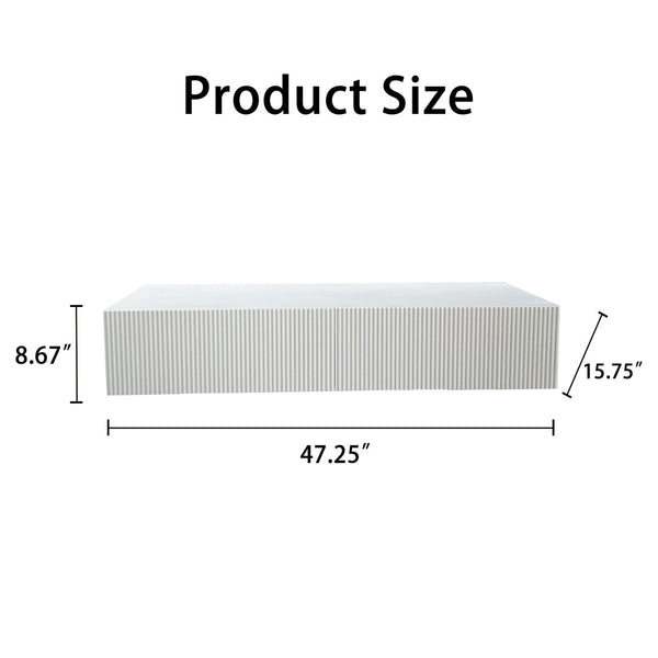 English Elm Premium Ribbed Wall Mounted Floating Cabinet with Matte Finish for Living Room Storage W3836P520872
