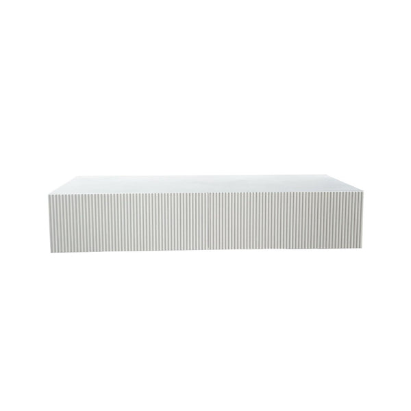 English Elm Modern Ribbed Wall Mounted Floating Cabinet Handcrafted Matte Storage for Any Room W3836P520880