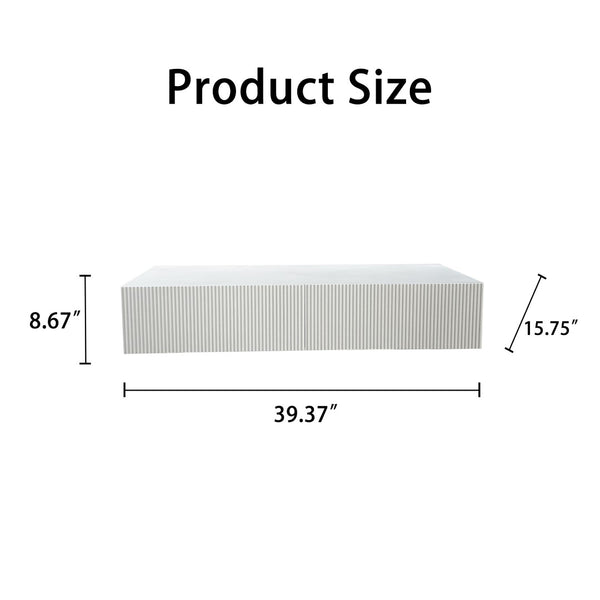 English Elm Modern Ribbed Wall Mounted Floating Cabinet Handcrafted Matte Storage for Any Room W3836P520880