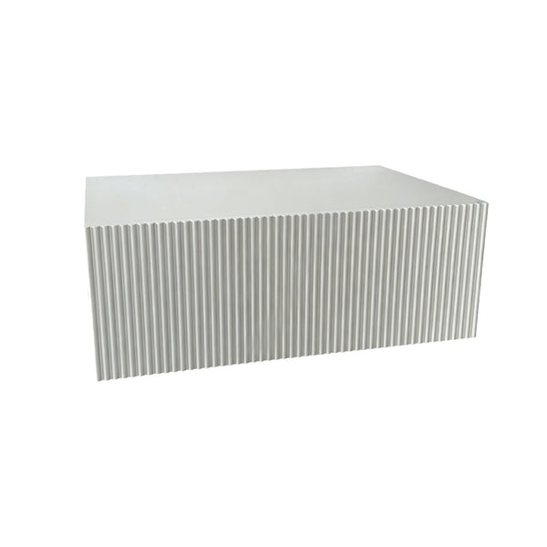 English Elm White Ribbed Wall Mounted Floating Console with Drawer for Entryway or Bedroom W3836P520885