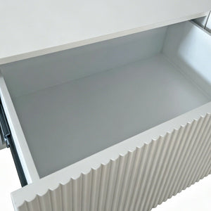 English Elm White Ribbed Wall Mounted Floating Console with Drawer for Entryway or Bedroom W3836P520885