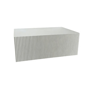 English Elm White Ribbed Wall Mounted Floating Console with Drawer for Entryway or Bedroom W3836P520885