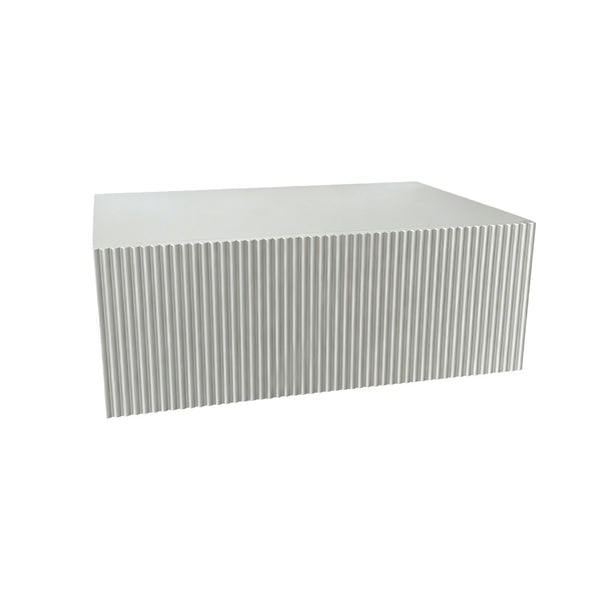 English Elm White Ribbed Wall Mounted Floating Console with Drawer for Entryway or Bedroom W3836P520885