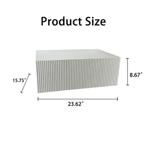 English Elm White Ribbed Wall Mounted Floating Console with Drawer for Entryway or Bedroom W3836P520885