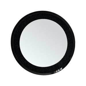 English Elm Modern Crushed Crystal Mosaic Round Wall Mirror Glam Accent for Entryway or Bath Black W3836P524195