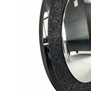 English Elm Modern Crushed Crystal Mosaic Round Wall Mirror Glam Accent for Entryway or Bath Black W3836P524195