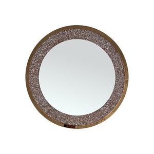 English Elm Modern Crushed Crystal Mosaic Round Wall Mirror Glam Accent for Entryway or Bath Brown W3836P524198