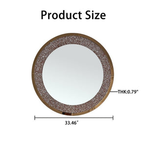 English Elm Modern Crushed Crystal Mosaic Round Wall Mirror Glam Accent for Entryway or Bath Brown W3836P524198