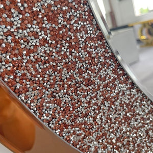 English Elm Modern Crushed Crystal Mosaic Round Wall Mirror Glam Accent for Entryway or Bath Brown W3836P524198