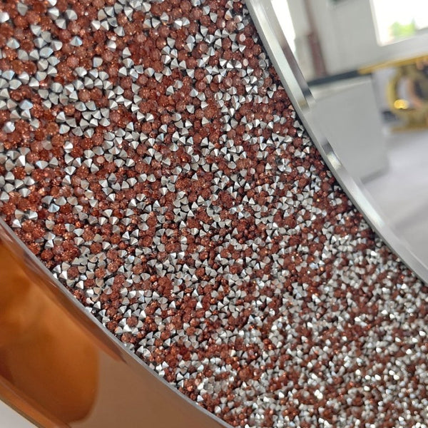 English Elm Modern Crushed Crystal Mosaic Round Wall Mirror Glam Accent for Entryway or Bath Brown W3836P524198