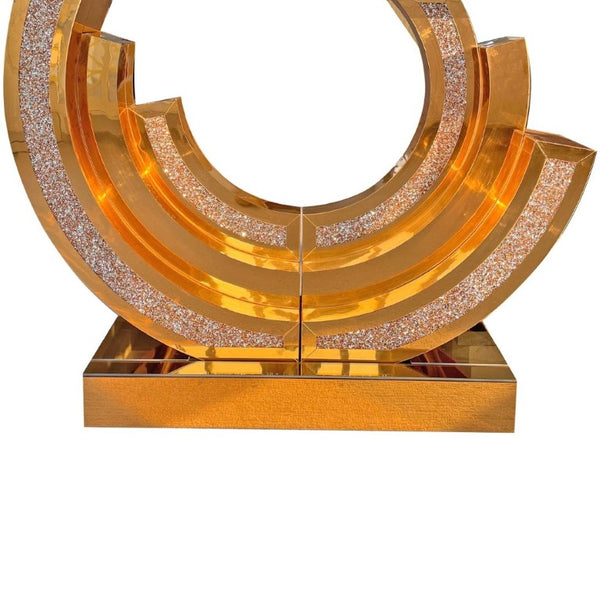English Elm New Mirrored Console Table with Diamond Acrylic Inlay Glam Entryway Accent Piece W3836S00006