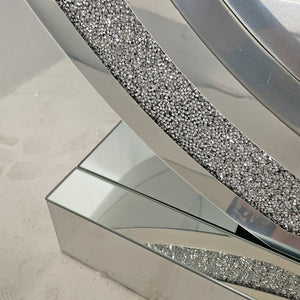 English Elm 3C Mirrored Console Table with Crushed Diamond Acrylic Glam Entryway Living Room Accent W3836S00007
