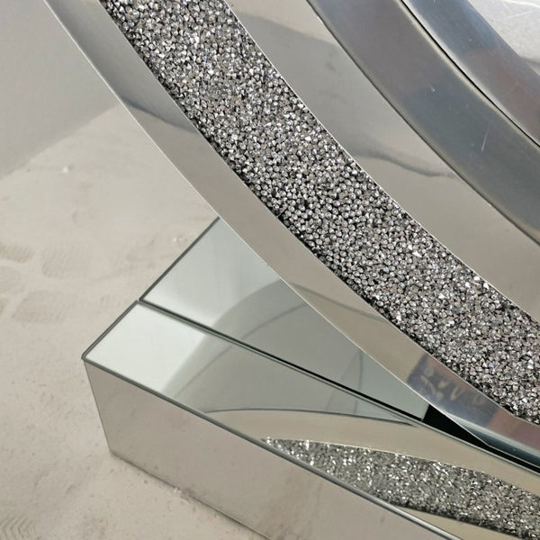English Elm 3C Mirrored Console Table with Crushed Diamond Acrylic Glam Entryway Living Room Accent W3836S00007