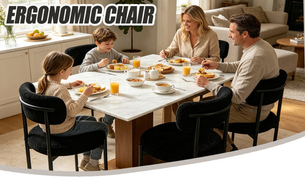 English Elm Medieval Boucle Dining Chair Set of Four with Tufted Round Seats and Black Metal Legs W3851P493725