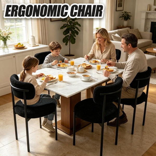 English Elm Medieval Boucle Dining Chair Set of Four with Tufted Round Seats and Black Metal Legs W3851P493725