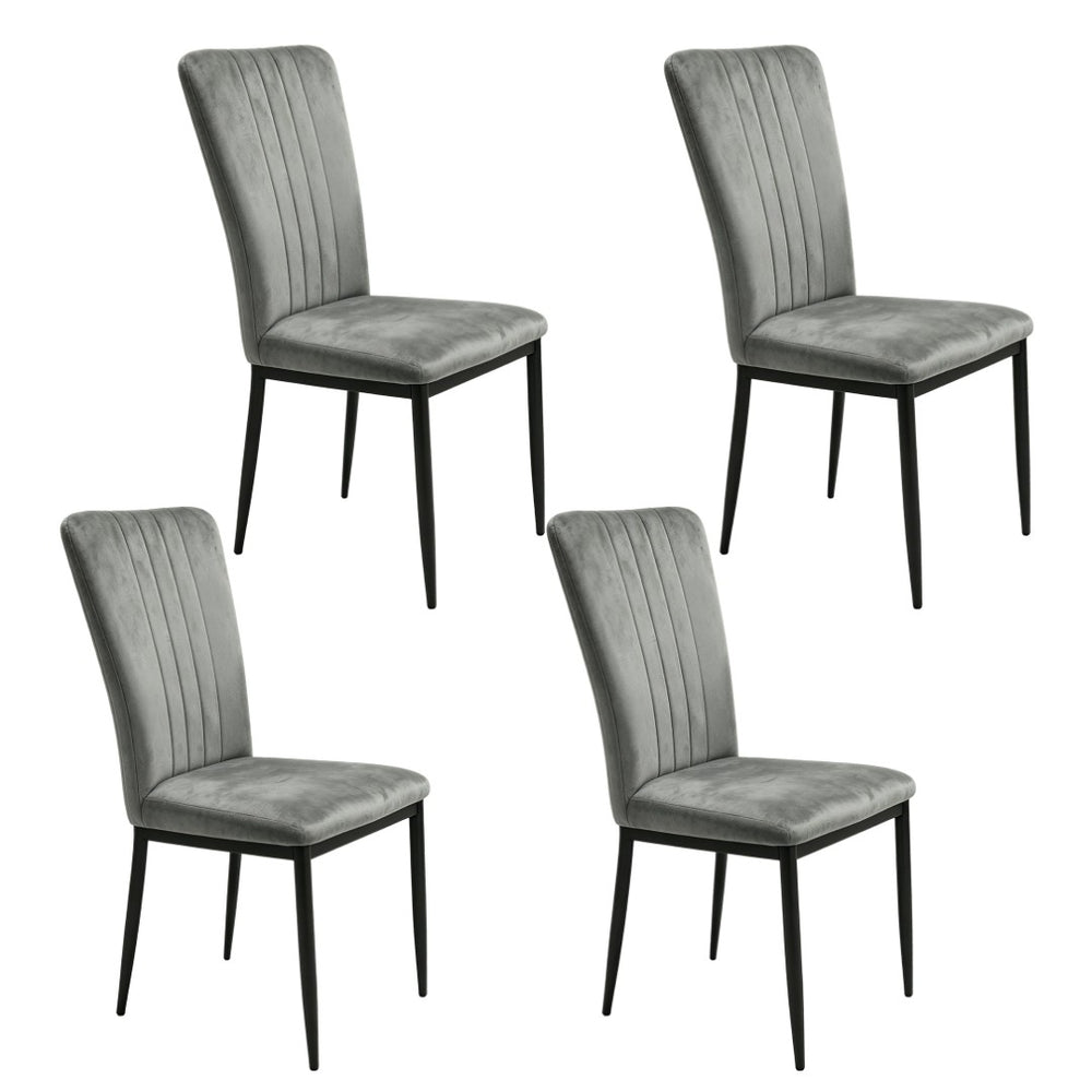 English Elm Dining Chair Set of 4 Velvet Upholstered with Curved Back and Slim Metal Legs W3851P493953